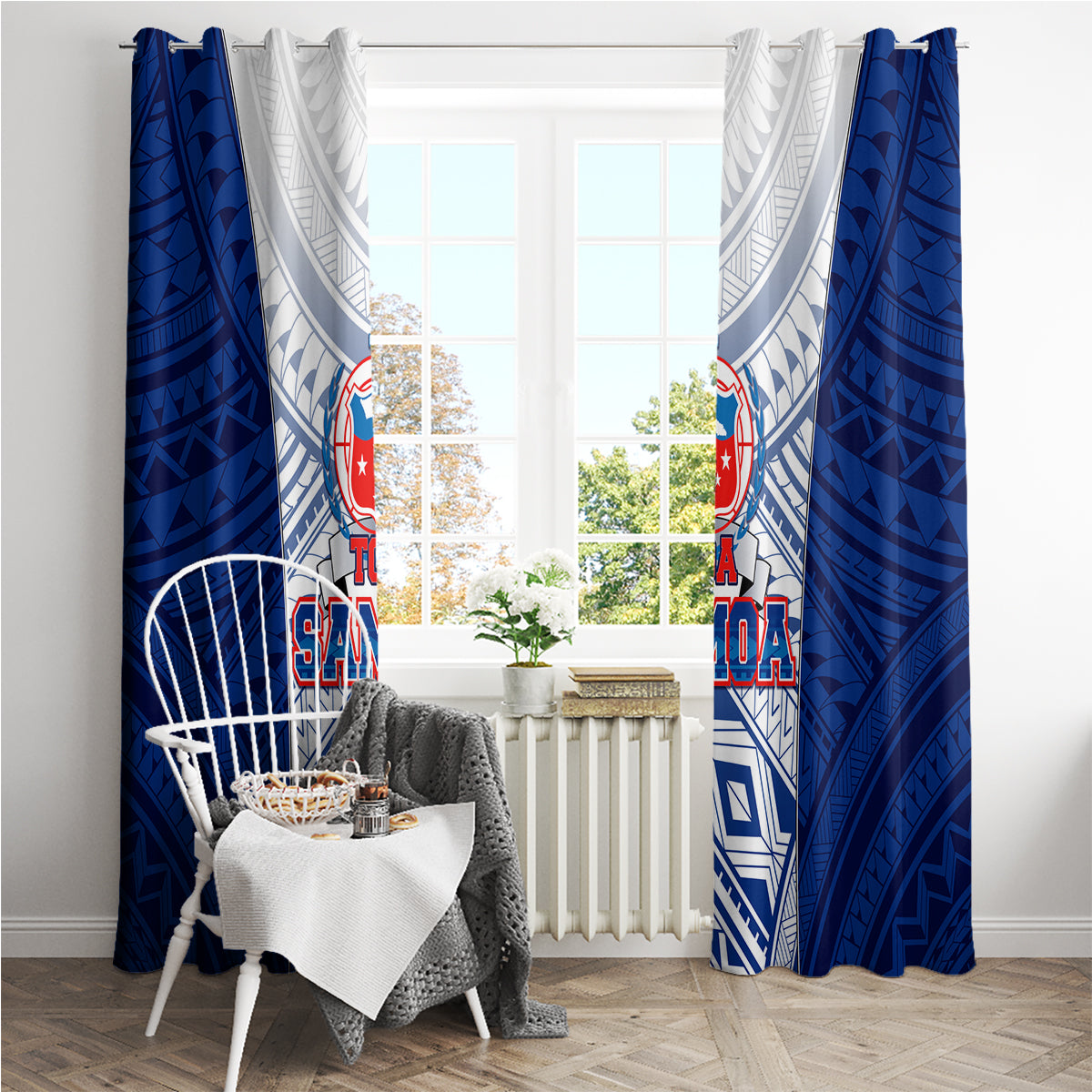 Samoa Rugby Window Curtain 2023 Pacific Championships Polynesian Pattern LT05 - Polynesian Pride