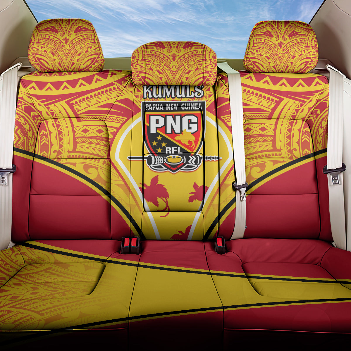 Papua New Guinea Rugby Back Car Seat Cover 2023 Pacific Championships The Kumuls LT05 One Size Yellow - Polynesian Pride