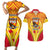 Custom Papua New Guinea Rugby Couples Matching Short Sleeve Bodycon Dress and Hawaiian Shirt 2023 Pacific Championships The Kumuls LT05 Yellow - Polynesian Pride