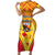 Custom Papua New Guinea Rugby Family Matching Short Sleeve Bodycon Dress and Hawaiian Shirt 2023 Pacific Championships The Kumuls LT05 Mom's Dress Yellow - Polynesian Pride