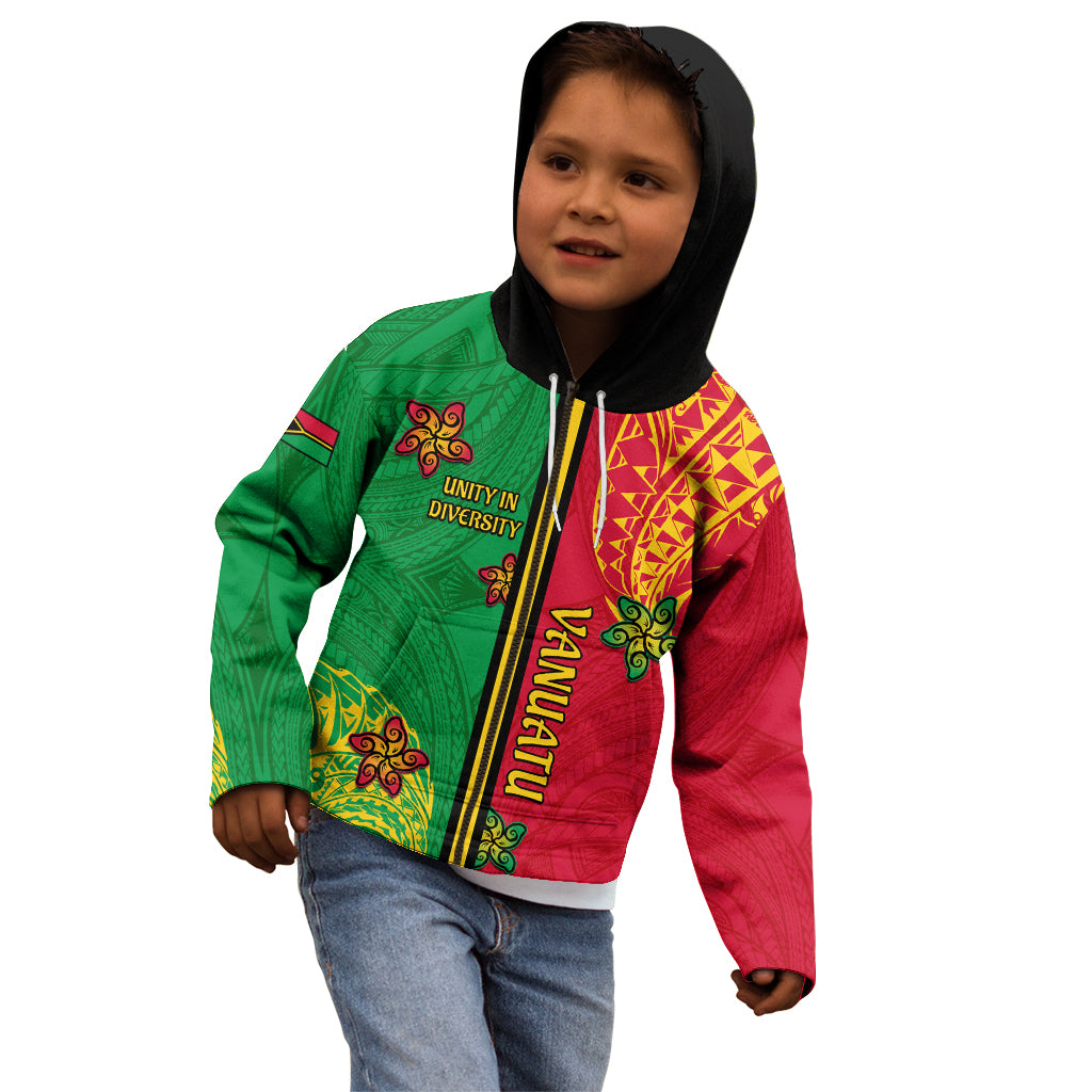 Personalised Vanuatu Happy Unity Day Kid Hoodie Polynesian Plumeria LT05 - Polynesian Pride