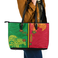 Vanuatu Happy Unity Day Leather Tote Bag Polynesian Plumeria LT05 - Polynesian Pride