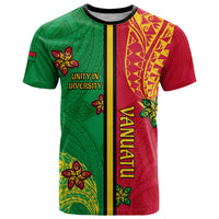 Personalised Vanuatu Happy Unity Day T Shirt Polynesian Plumeria LT05 Red - Polynesian Pride