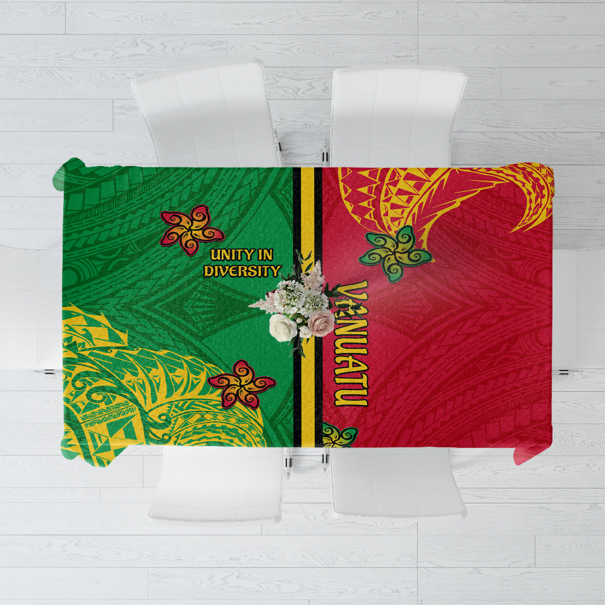 Vanuatu Happy Unity Day Tablecloth Polynesian Plumeria LT05 Red - Polynesian Pride