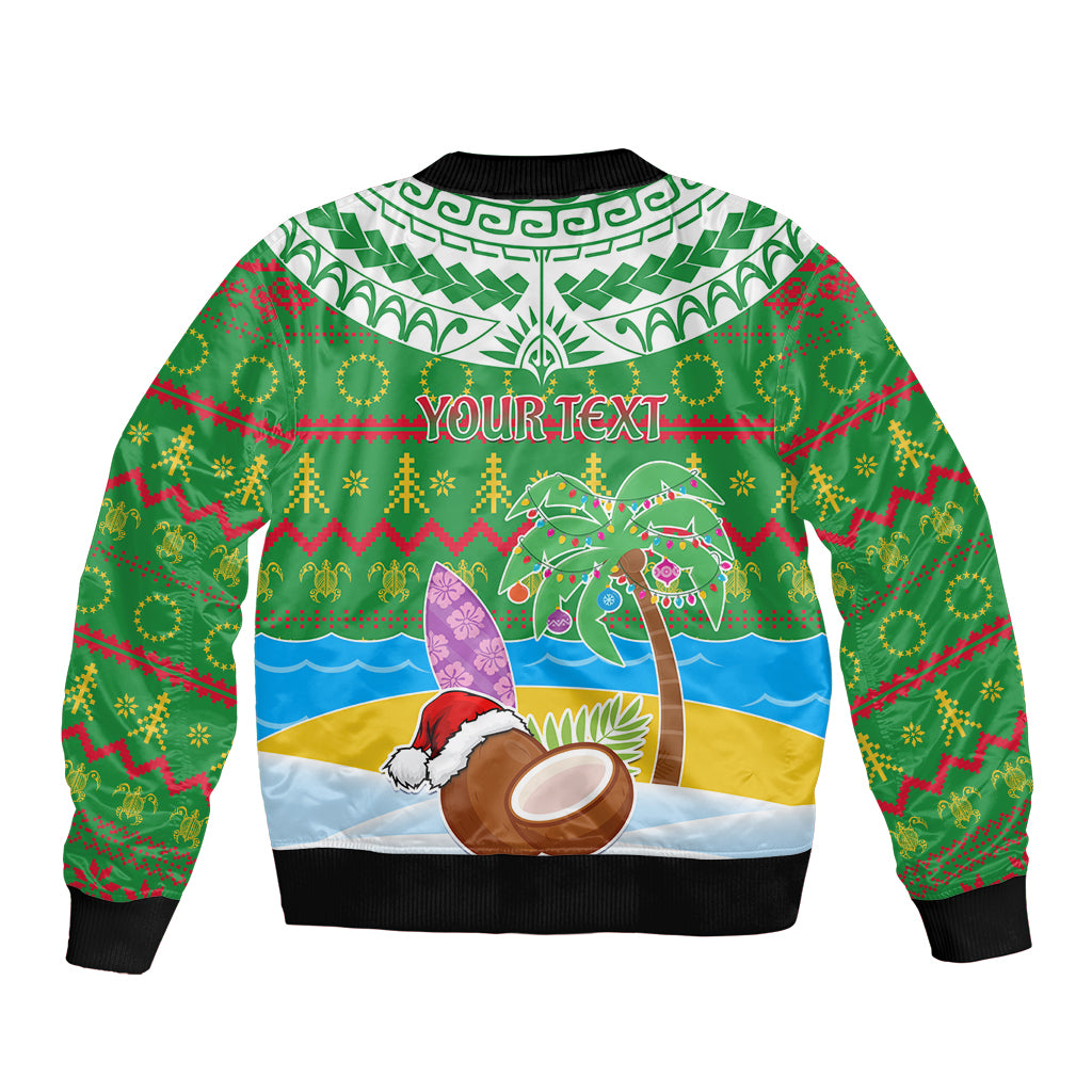 Personalised Cook Islands Christmas Bomber Jacket Coconut Santa Beach Style LT05 - Polynesian Pride