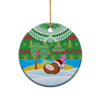 Personalised Cook Islands Christmas Ceramic Ornament Coconut Santa Beach Style LT05 - Polynesian Pride