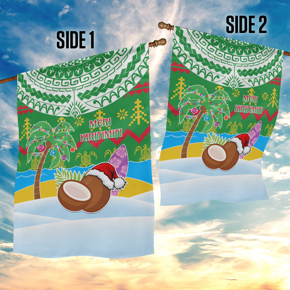 Cook Islands Christmas Garden Flag Coconut Santa Beach Style LT05 - Polynesian Pride