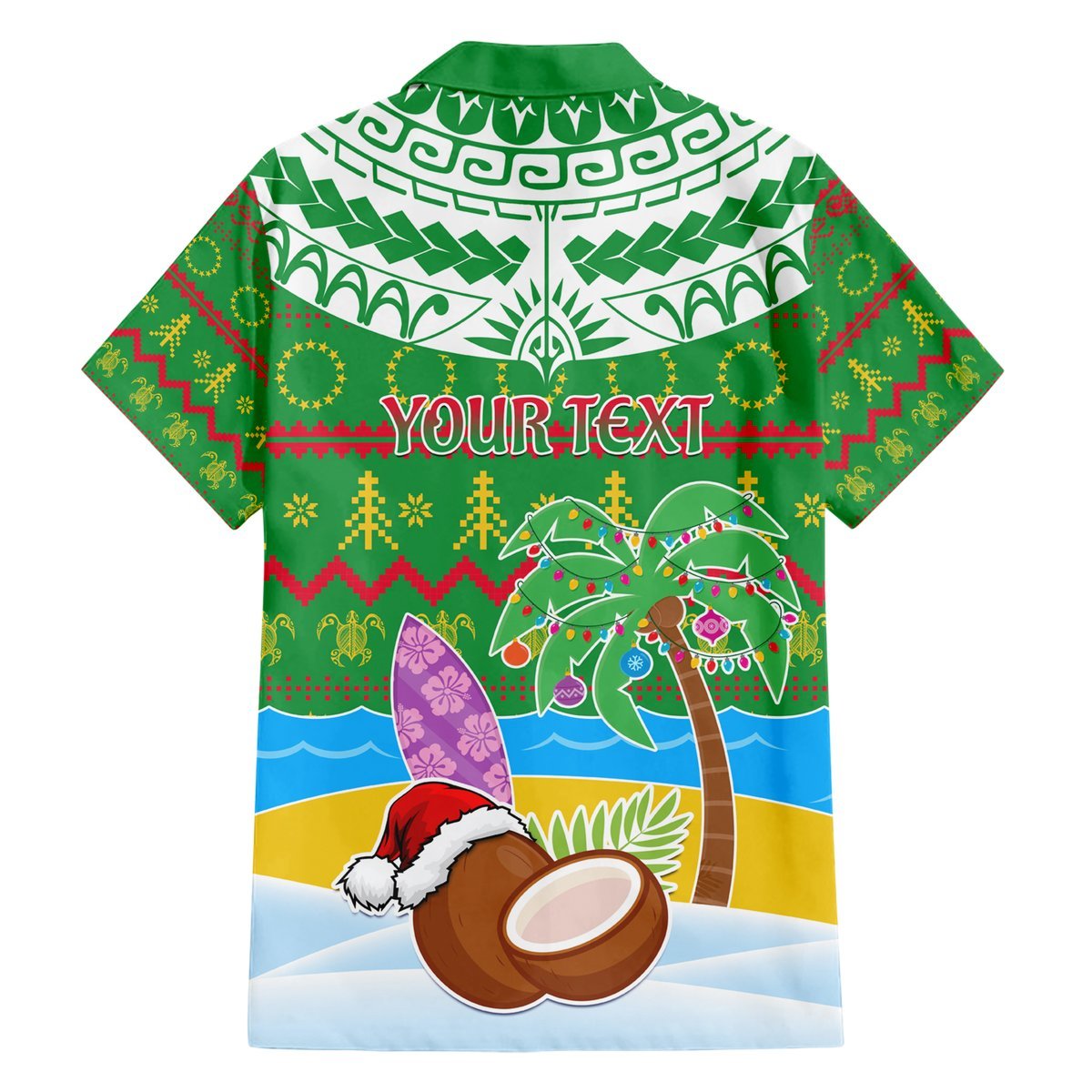 Personalised Cook Islands Christmas Hawaiian Shirt Coconut Santa Beach Style LT05 - Polynesian Pride