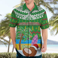 Personalised Cook Islands Christmas Hawaiian Shirt Coconut Santa Beach Style LT05 - Polynesian Pride