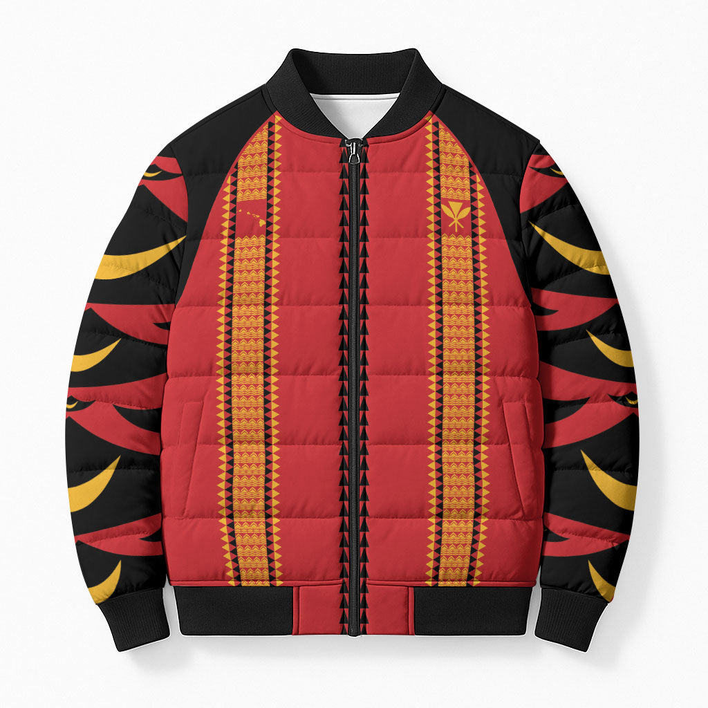 Hawaii Ahu Ula Inspired Bomber Puffer Jacket Red Version LT05 Unisex Red - Polynesian Pride