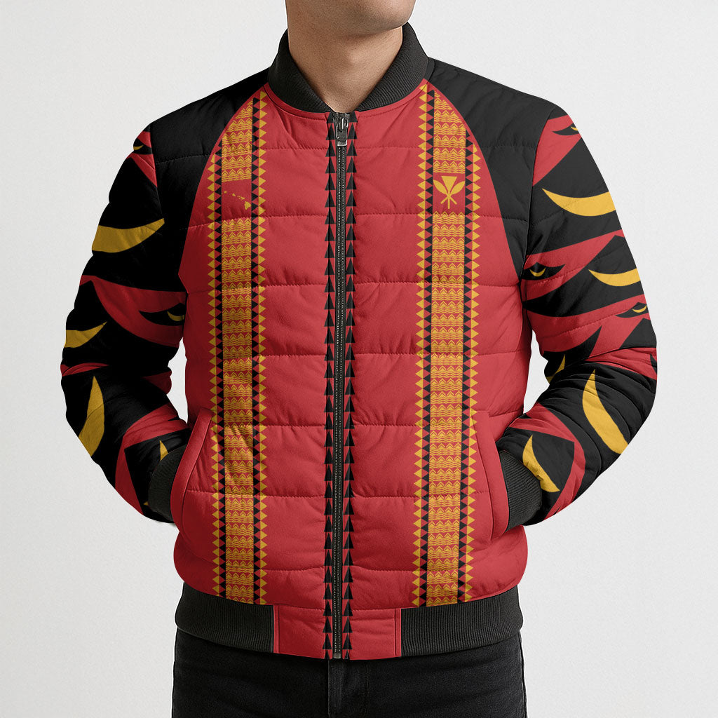 Hawaii Ahu Ula Inspired Bomber Puffer Jacket Red Version LT05 - Polynesian Pride