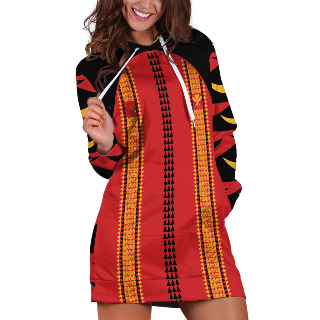 Hawaii Ahu Ula Inspired Hoodie Dress Red Version LT05 Red - Polynesian Pride