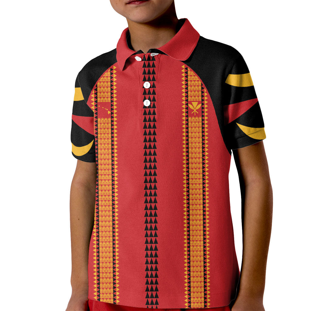 Hawaii Ahu Ula Inspired Kid Polo Shirt Red Version LT05 Kid Red - Polynesian Pride