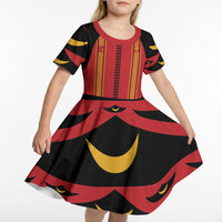 Hawaii Ahu Ula Inspired Kid Short Sleeve Dress Red Version LT05 - Polynesian Pride