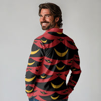 Hawaii Ahu Ula Inspired Long Sleeve Polo Shirt Red Version LT05 - Polynesian Pride