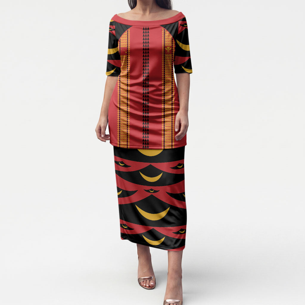 Hawaii Ahu Ula Inspired Puletasi Red Version LT05 Long Dress Red - Polynesian Pride