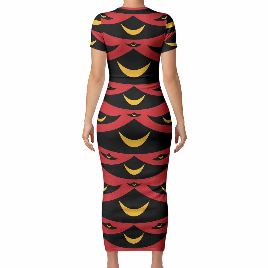 Hawaii Ahu Ula Inspired Short Sleeve Bodycon Dress Red Version LT05 - Polynesian Pride