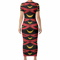 Hawaii Ahu Ula Inspired Short Sleeve Bodycon Dress Red Version LT05 - Polynesian Pride