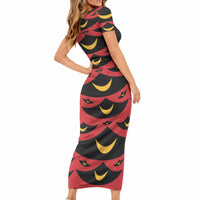 Hawaii Ahu Ula Inspired Short Sleeve Bodycon Dress Red Version LT05 - Polynesian Pride