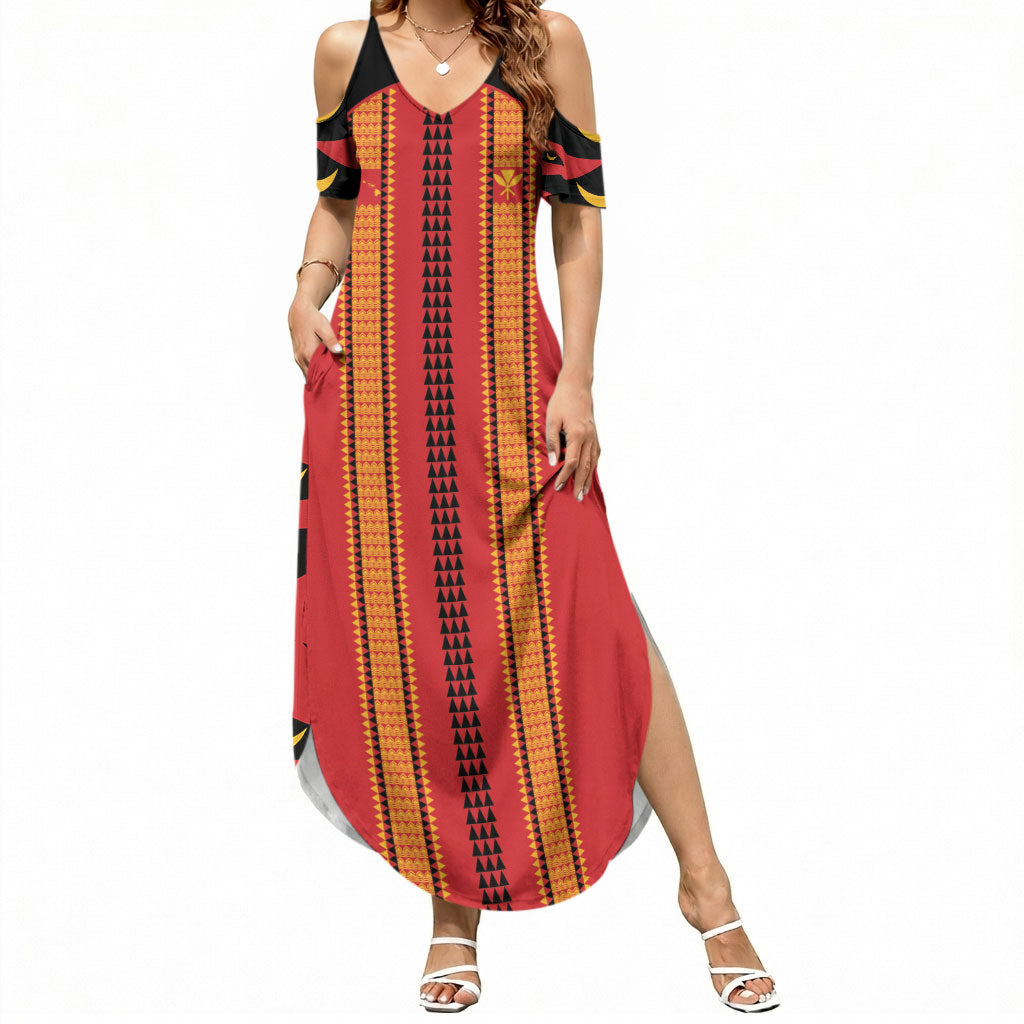 Hawaii Ahu Ula Inspired Summer Maxi Dress Red Version LT05 Women Red - Polynesian Pride