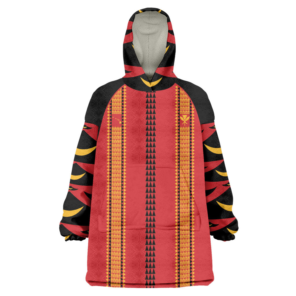 Hawaii Ahu Ula Inspired Wearable Blanket Hoodie Red Version LT05 One Size Red - Polynesian Pride