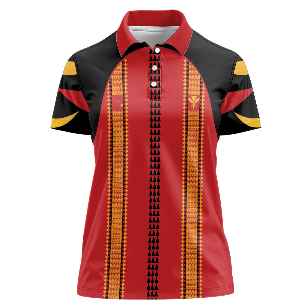 Hawaii Ahu Ula Inspired Women Polo Shirt Red Version LT05 Female Red - Polynesian Pride