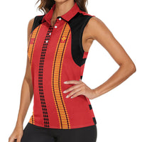 Hawaii Ahu Ula Inspired Women Sleeveless Polo Shirt Red Version