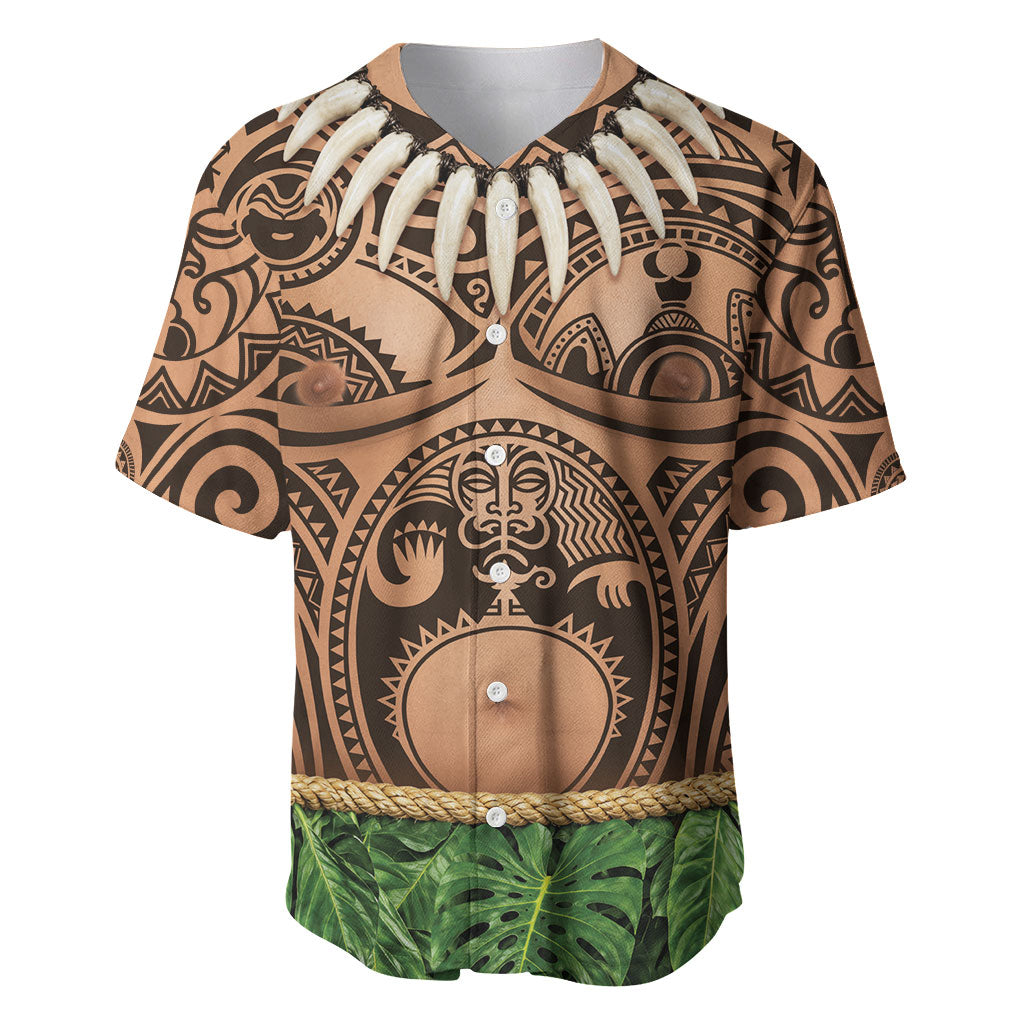 Hawaii Warrior Tattoo Inspired Baseball Jersey Tropical Leaf Skirt Costume