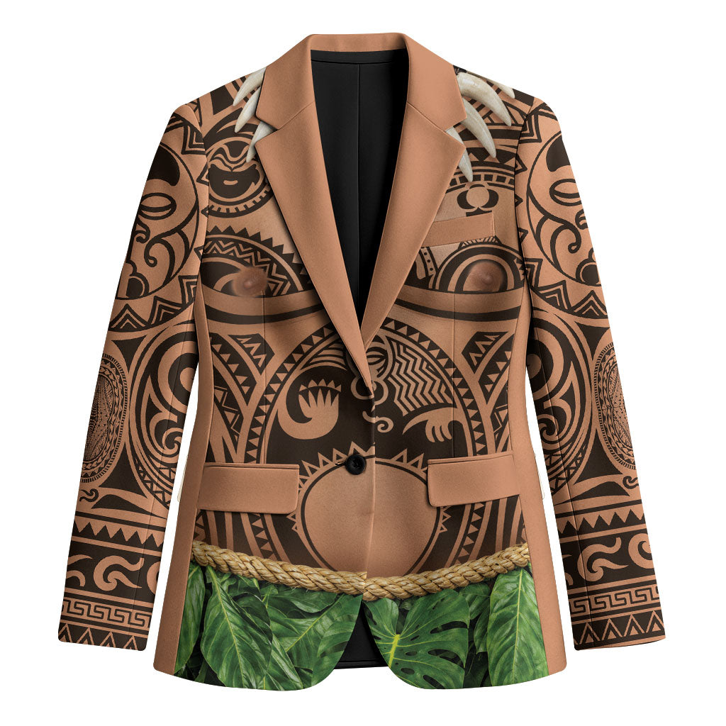 Hawaii Warrior Tattoo Inspired Blazer Tropical Leaf Skirt Costume