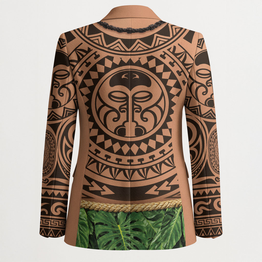 Hawaii Warrior Tattoo Inspired Blazer Tropical Leaf Skirt Costume