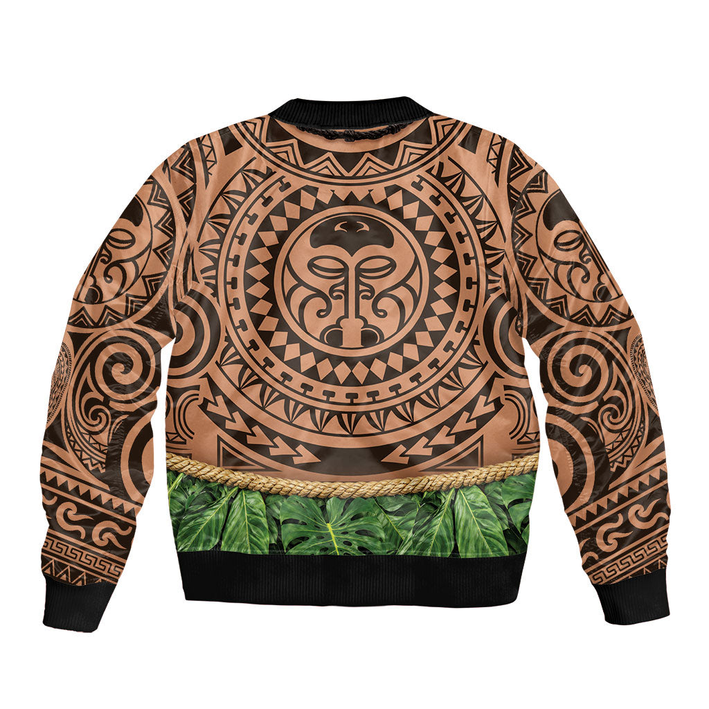 Hawaii Warrior Tattoo Inspired Bomber Jacket Tropical Leaf Skirt Costume LT05 - Polynesian Pride