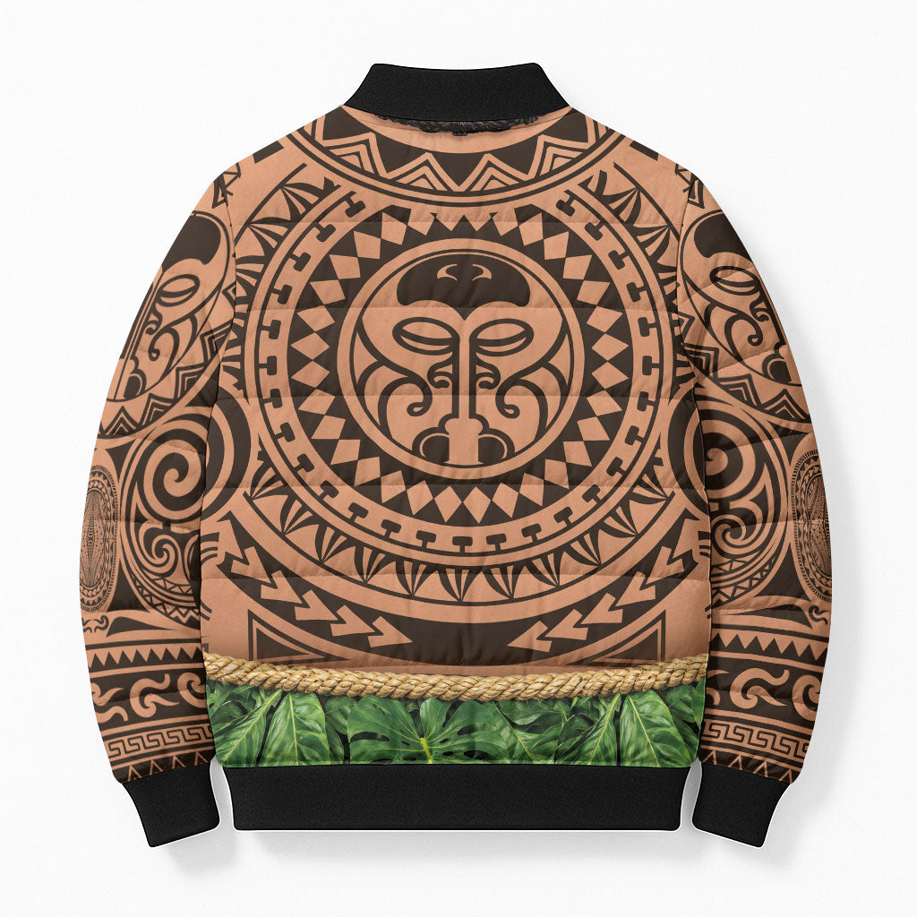 Hawaii Warrior Tattoo Inspired Bomber Puffer Jacket Tropical Leaf Skirt Costume
