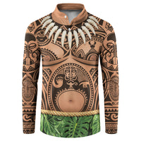 Hawaii Warrior Tattoo Inspired Button Sweatshirt Tropical Leaf Skirt Costume
