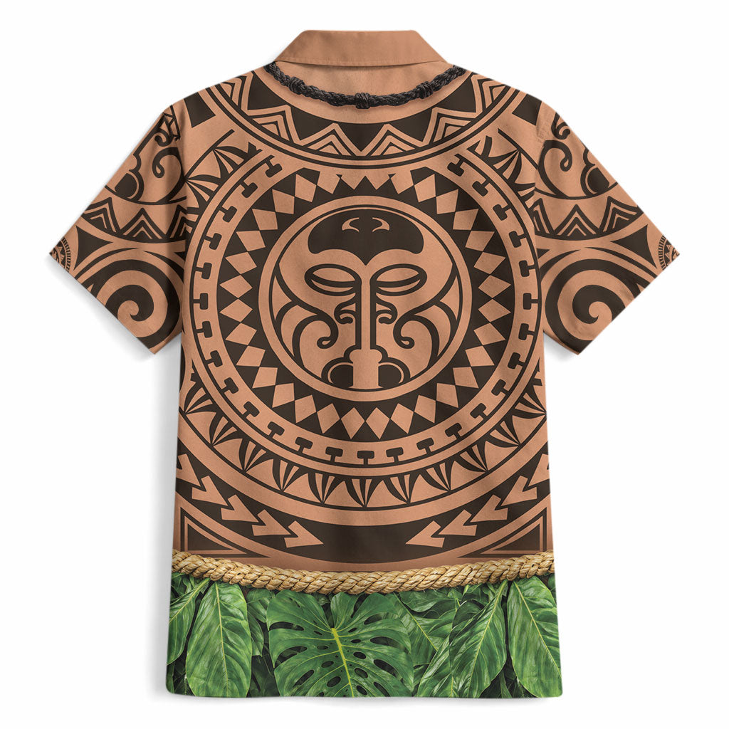 Hawaii Warrior Tattoo Inspired Hawaiian Shirt Tropical Leaf Skirt Costume LT05 - Polynesian Pride