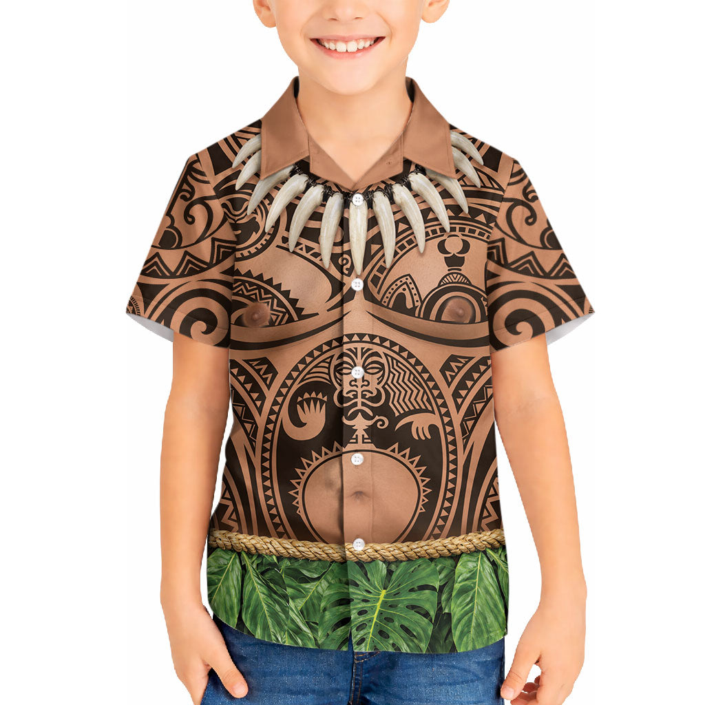 Hawaii Warrior Tattoo Inspired Hawaiian Shirt Tropical Leaf Skirt Costume LT05 - Polynesian Pride