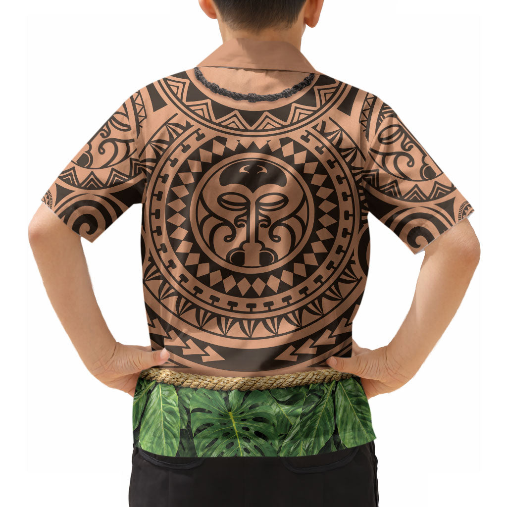 Hawaii Warrior Tattoo Inspired Hawaiian Shirt Tropical Leaf Skirt Costume LT05 - Polynesian Pride