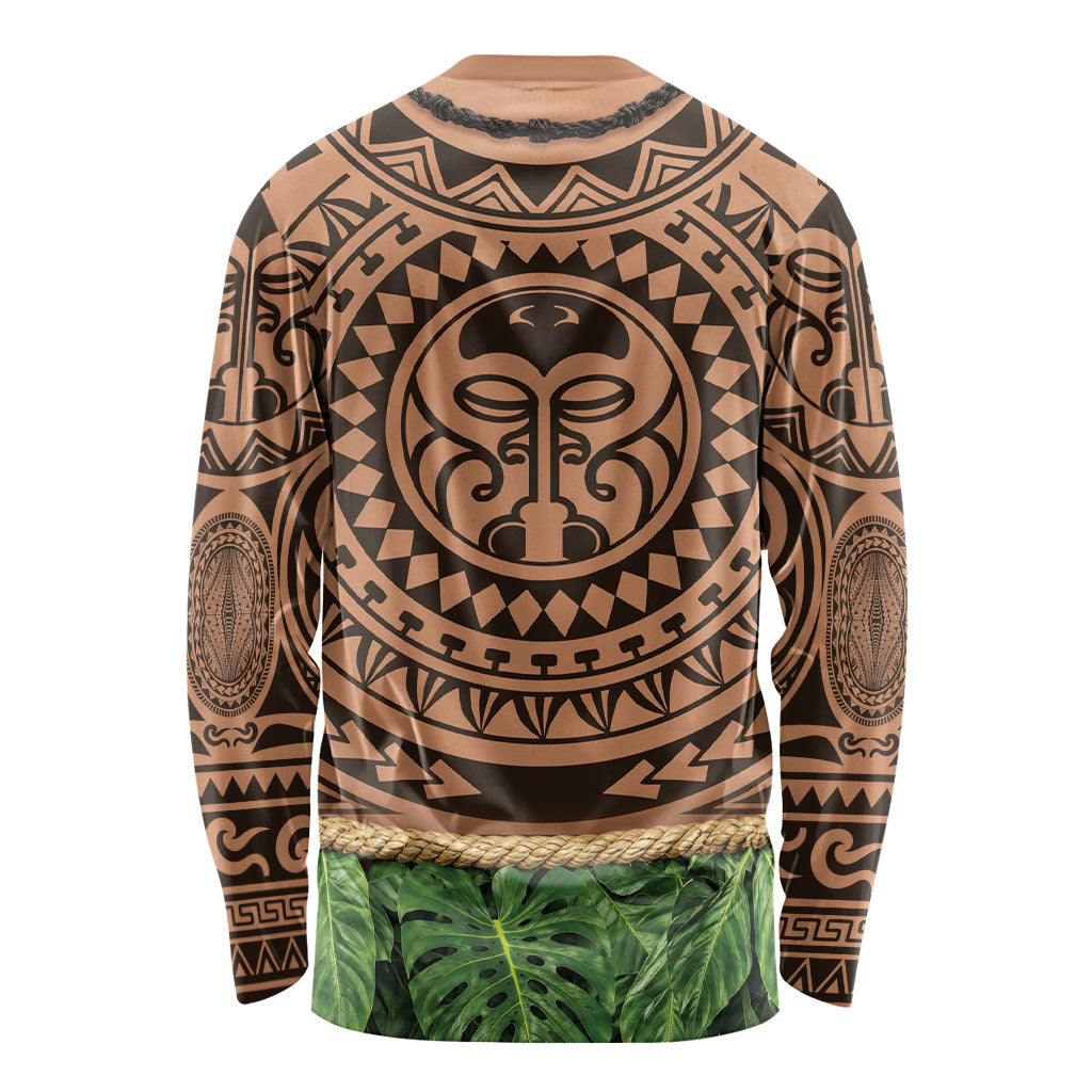 Hawaii Warrior Tattoo Inspired Long Sleeve Shirt Tropical Leaf Skirt Costume LT05 - Polynesian Pride