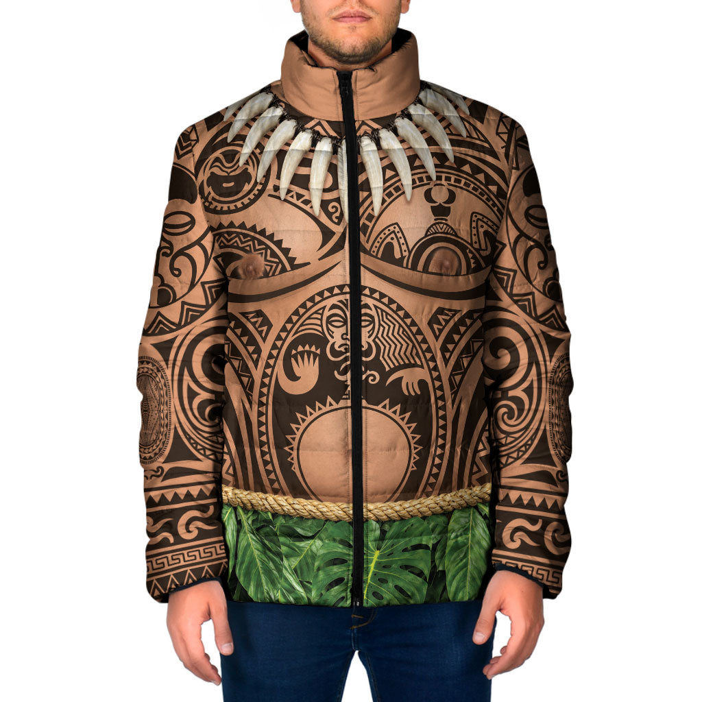 Hawaii Warrior Tattoo Inspired Padded Jacket Tropical Leaf Skirt Costume