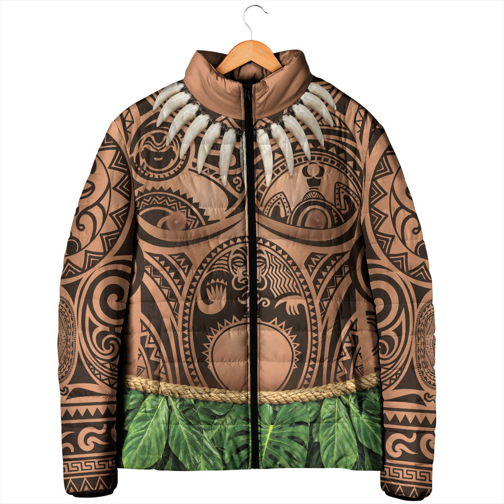 Hawaii Warrior Tattoo Inspired Padded Jacket Tropical Leaf Skirt Costume