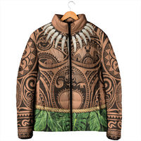 Hawaii Warrior Tattoo Inspired Padded Jacket Tropical Leaf Skirt Costume