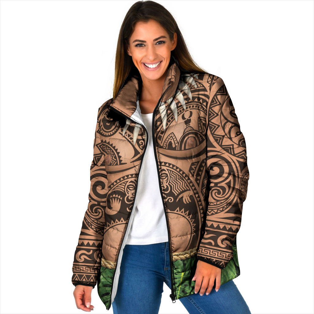 Hawaii Warrior Tattoo Inspired Padded Jacket Tropical Leaf Skirt Costume