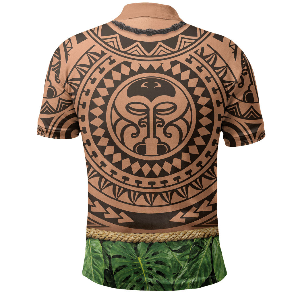 Hawaii Warrior Tattoo Inspired Polo Shirt Tropical Leaf Skirt Costume