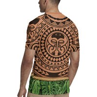 Hawaii Warrior Tattoo Inspired Rugby Jersey Tropical Leaf Skirt Costume