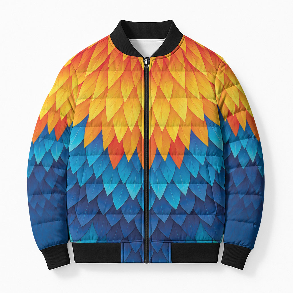 Polynesia Colorful Rooster Costume Bomber Puffer Jacket