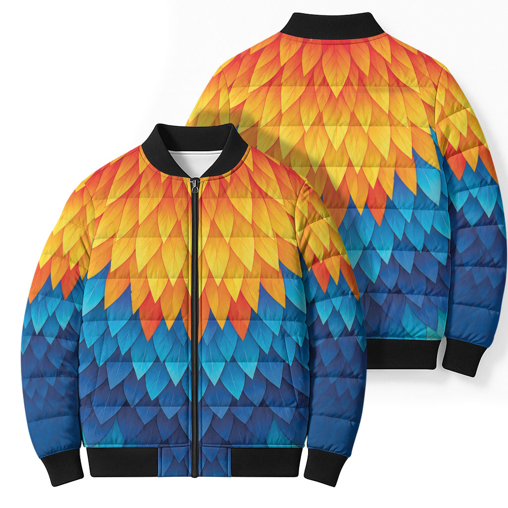 Polynesia Colorful Rooster Costume Bomber Puffer Jacket