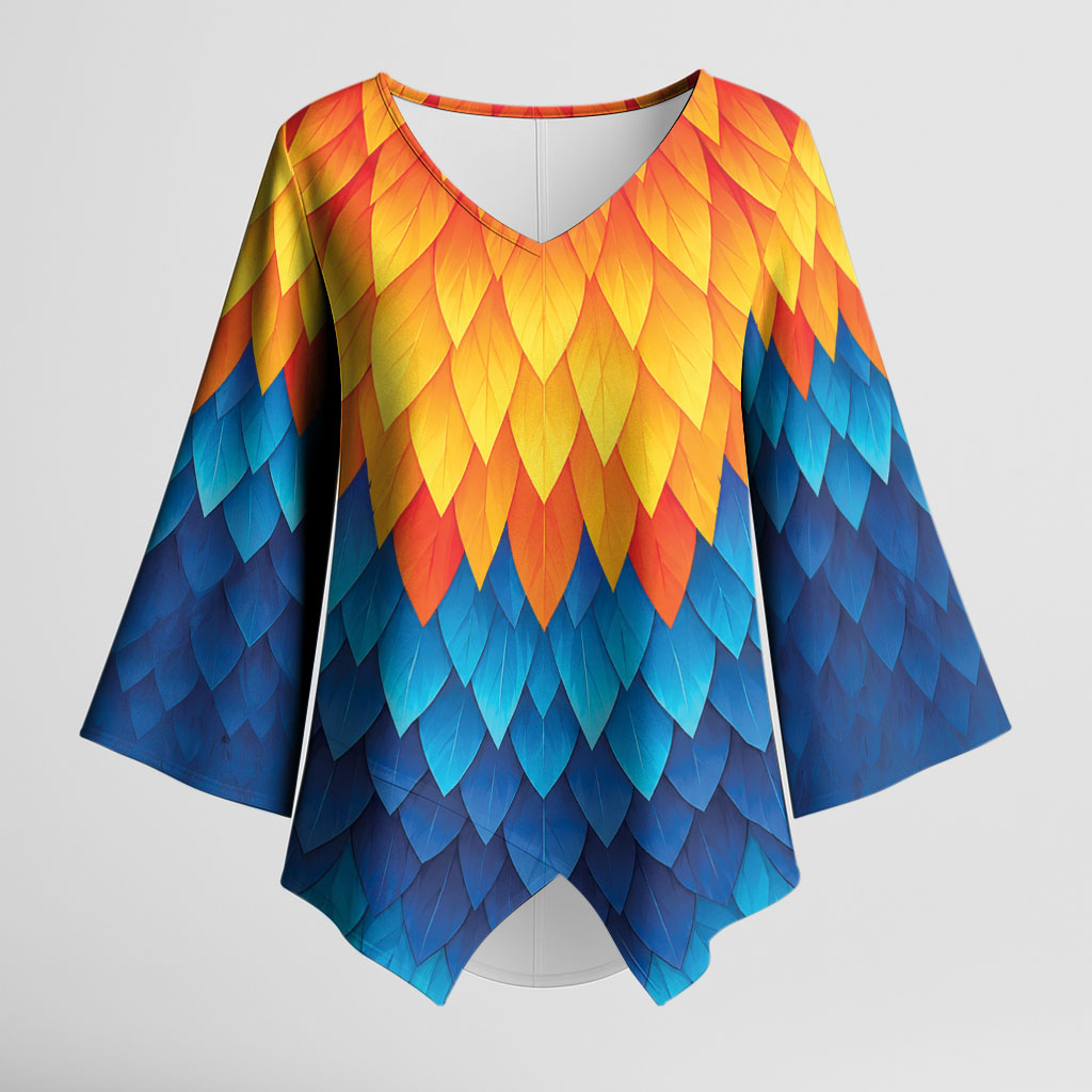 Polynesia Colorful Rooster Costume Kimono Sleeve Blouse LT05 Female Multicolor - Polynesian Pride
