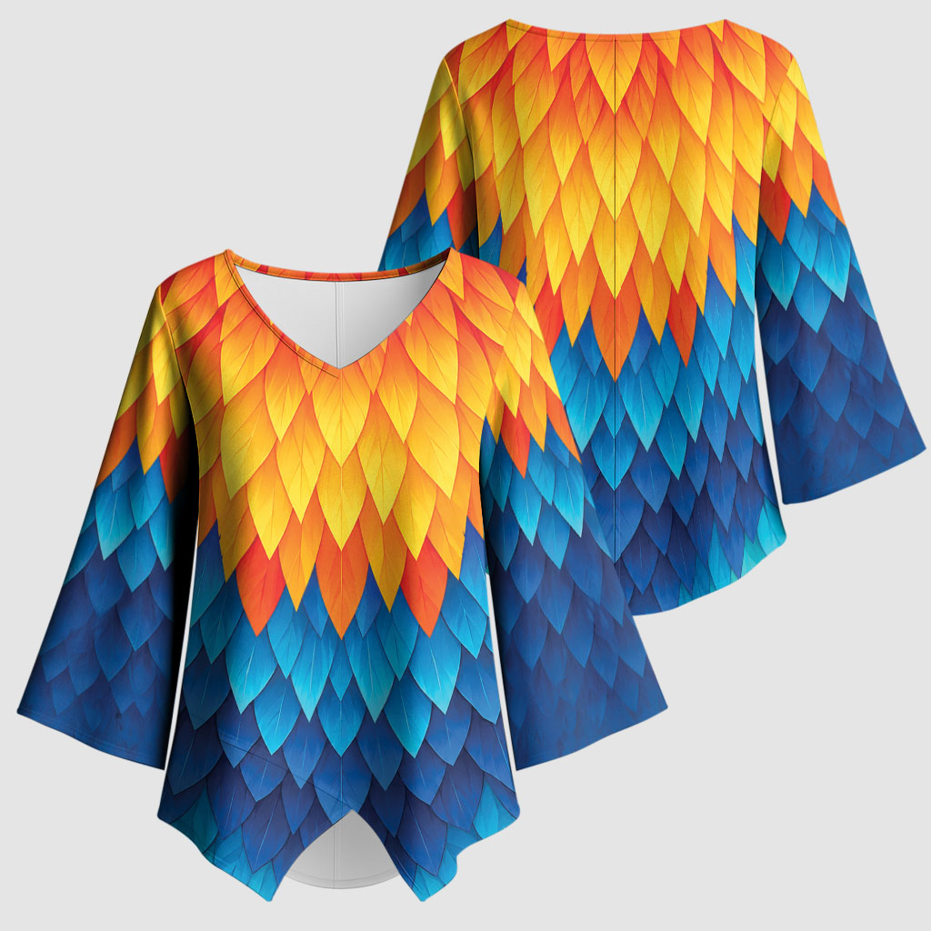 Polynesia Colorful Rooster Costume Kimono Sleeve Blouse LT05 - Polynesian Pride
