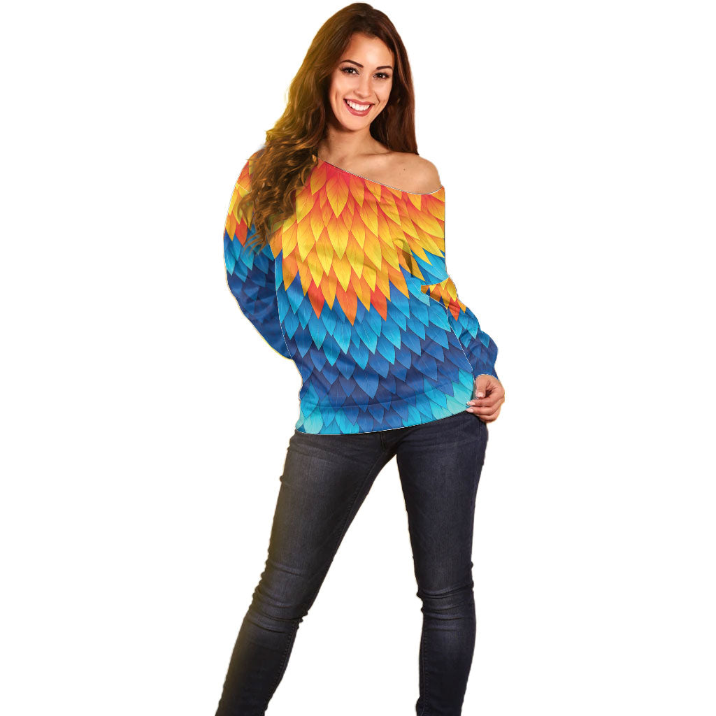Polynesia Colorful Rooster Costume Off Shoulder Sweater LT05 - Polynesian Pride