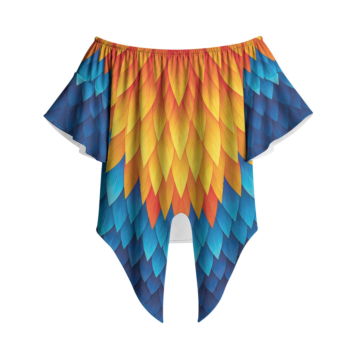 Polynesia Colorful Rooster Costume Off Shoulder Wrap Waist Top