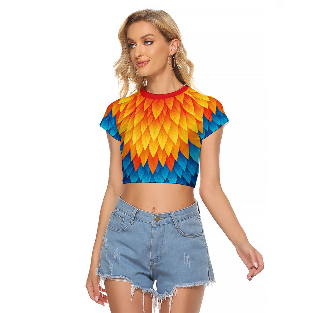 Polynesia Colorful Rooster Costume Raglan Cropped T Shirt
